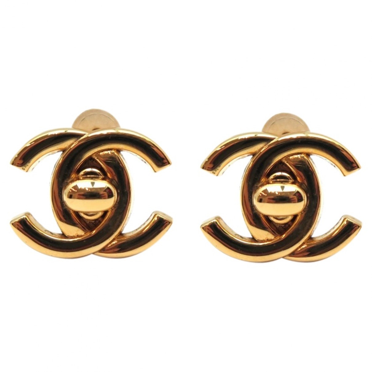 Chanel CC Gold Metal Earrings
