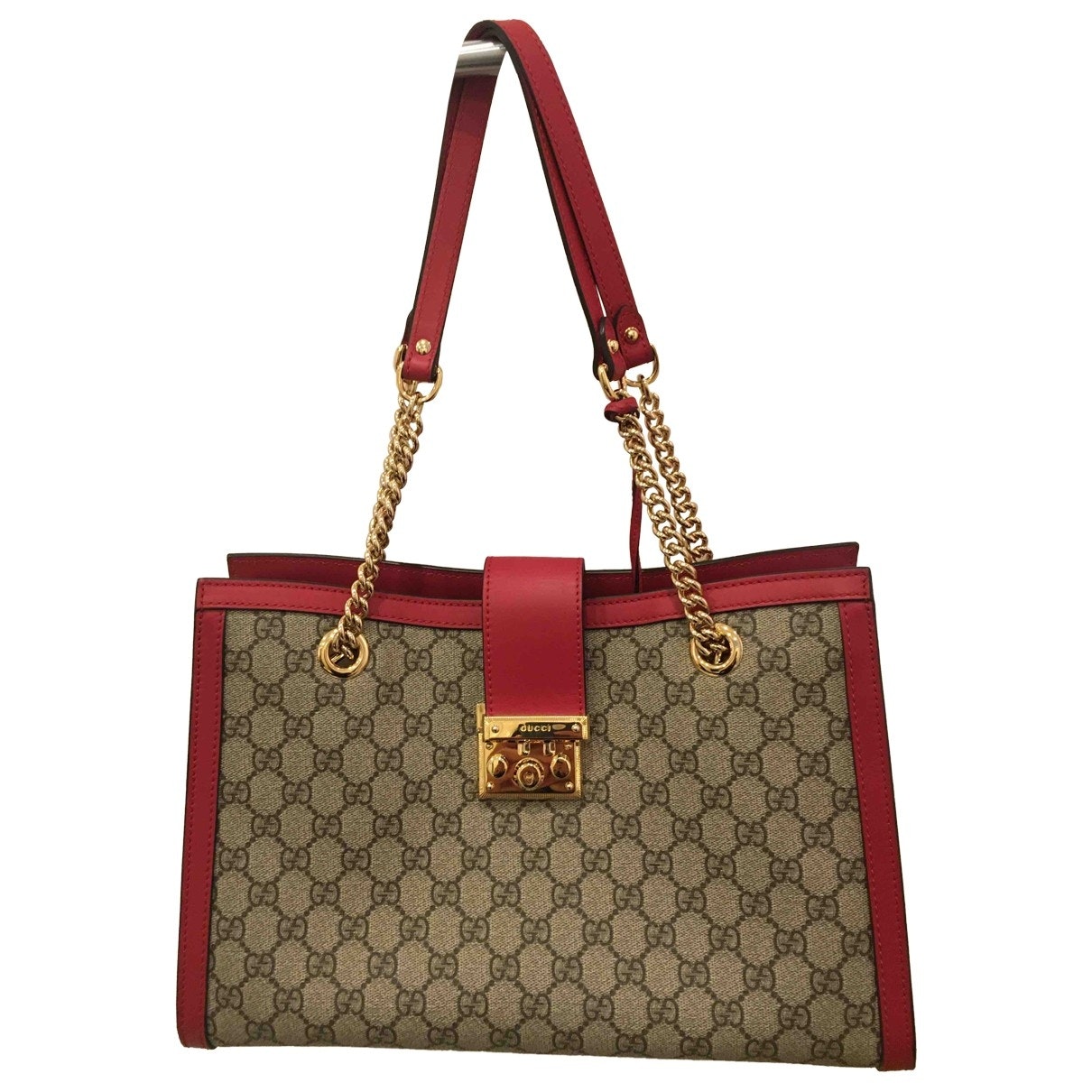 Gucci padlock beige cloth handbag