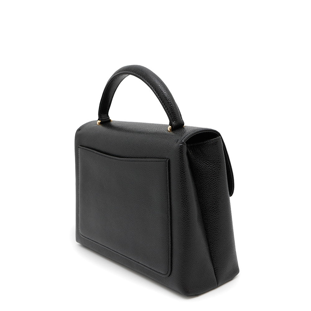 Chanel CC Logo Top Handle Caviar Black Leather Handbag