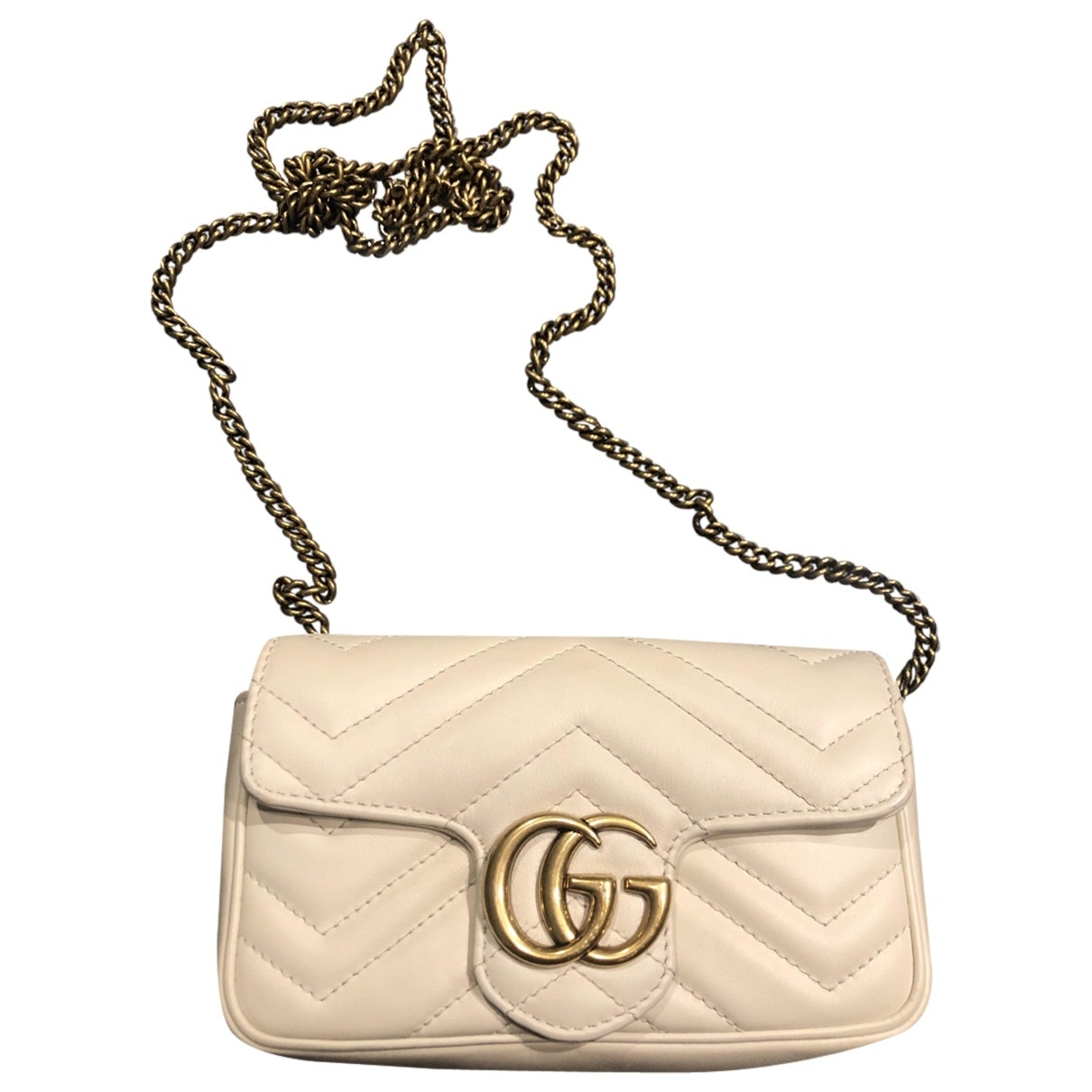 Gucci marmont white leather handbag