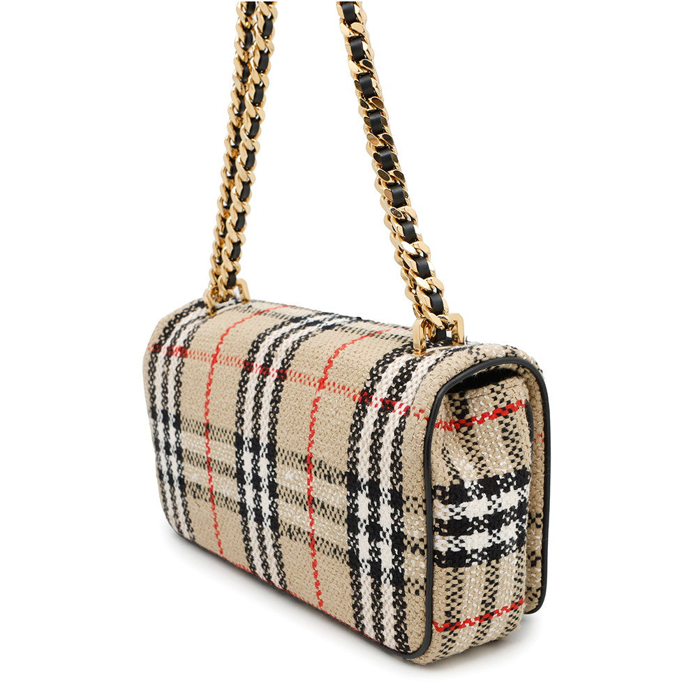 Burberry Lola Check Shoulder Bag Beige8063080 Canvas Small