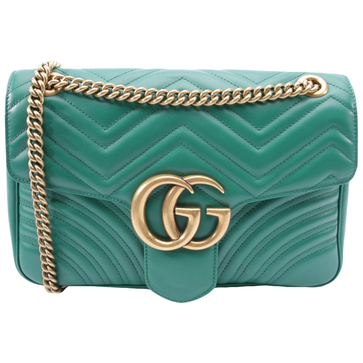 Gucci marmont green leather handbag