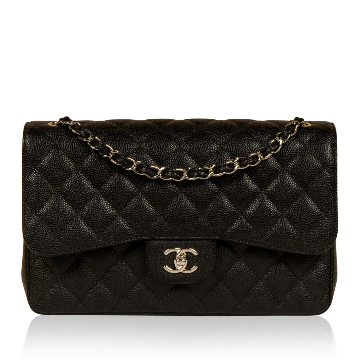 Chanel timeless/classique black leather handbag