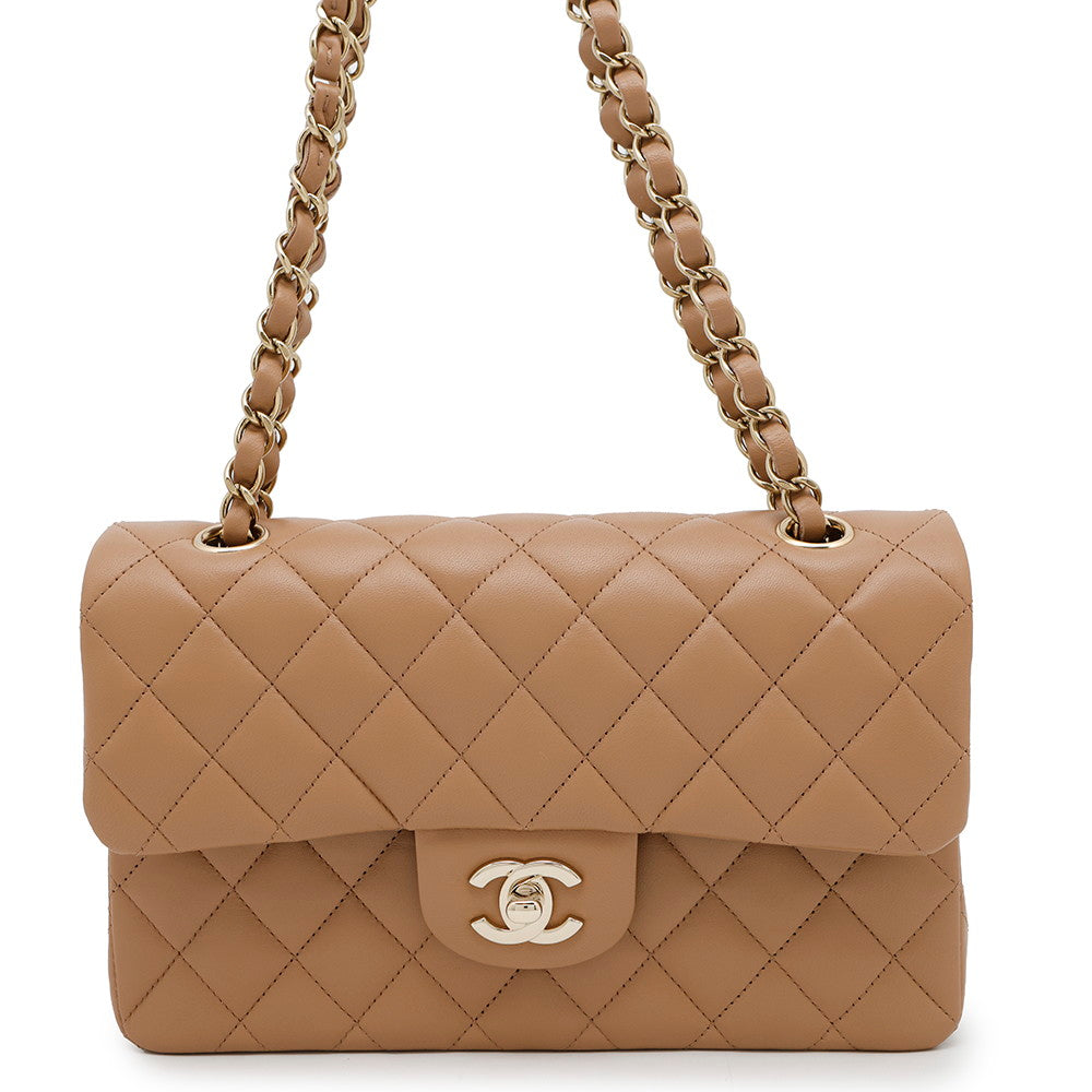 Chanel Matelasse W Flap ChainShoulder BeigeA01113 Lambskin Shoulder Bag