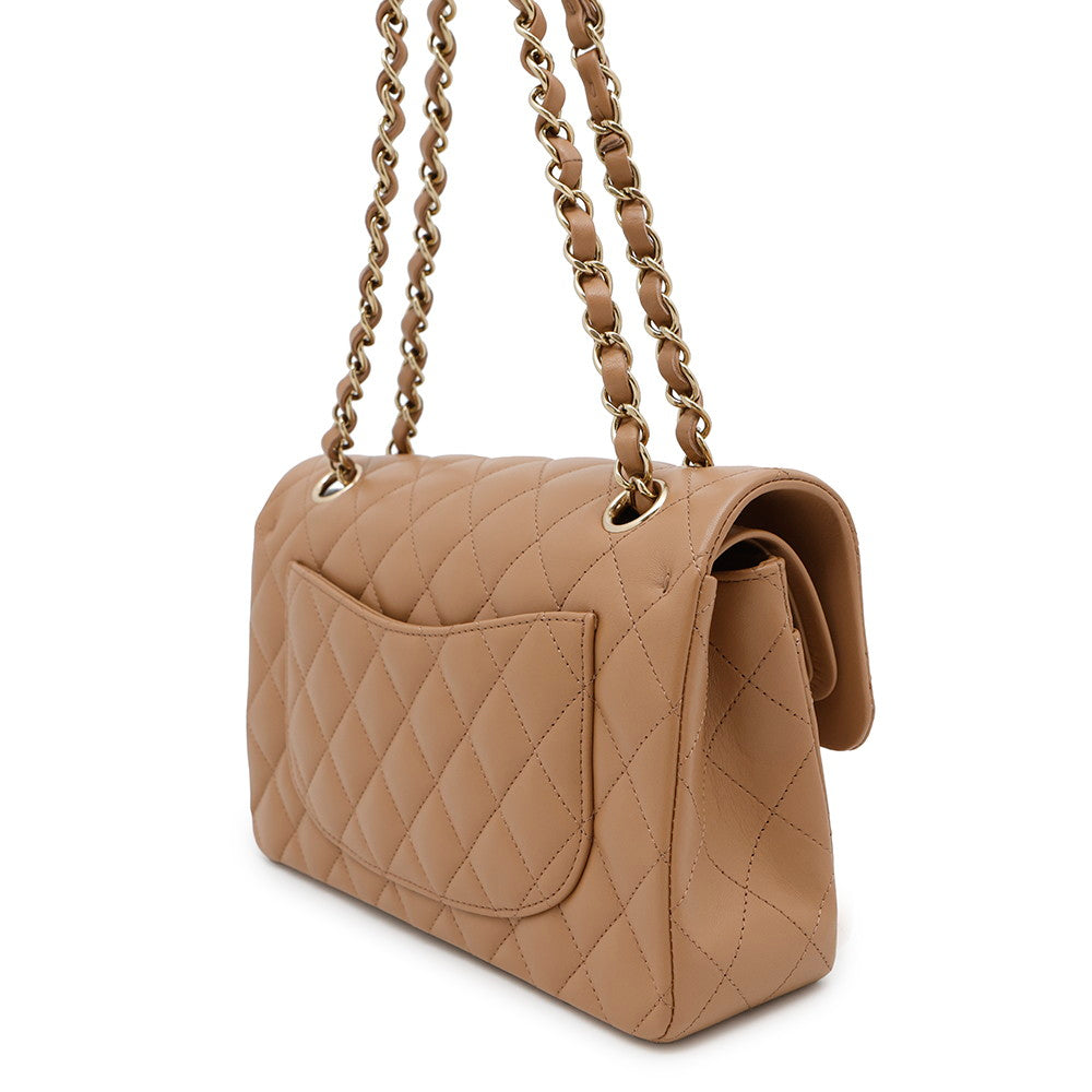 Chanel Matelasse W Flap ChainShoulder BeigeA01113 Lambskin Shoulder Bag
