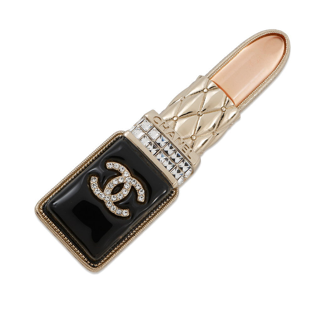 Chanel Lipstick Brooch PinkAB7677 Black Handbag