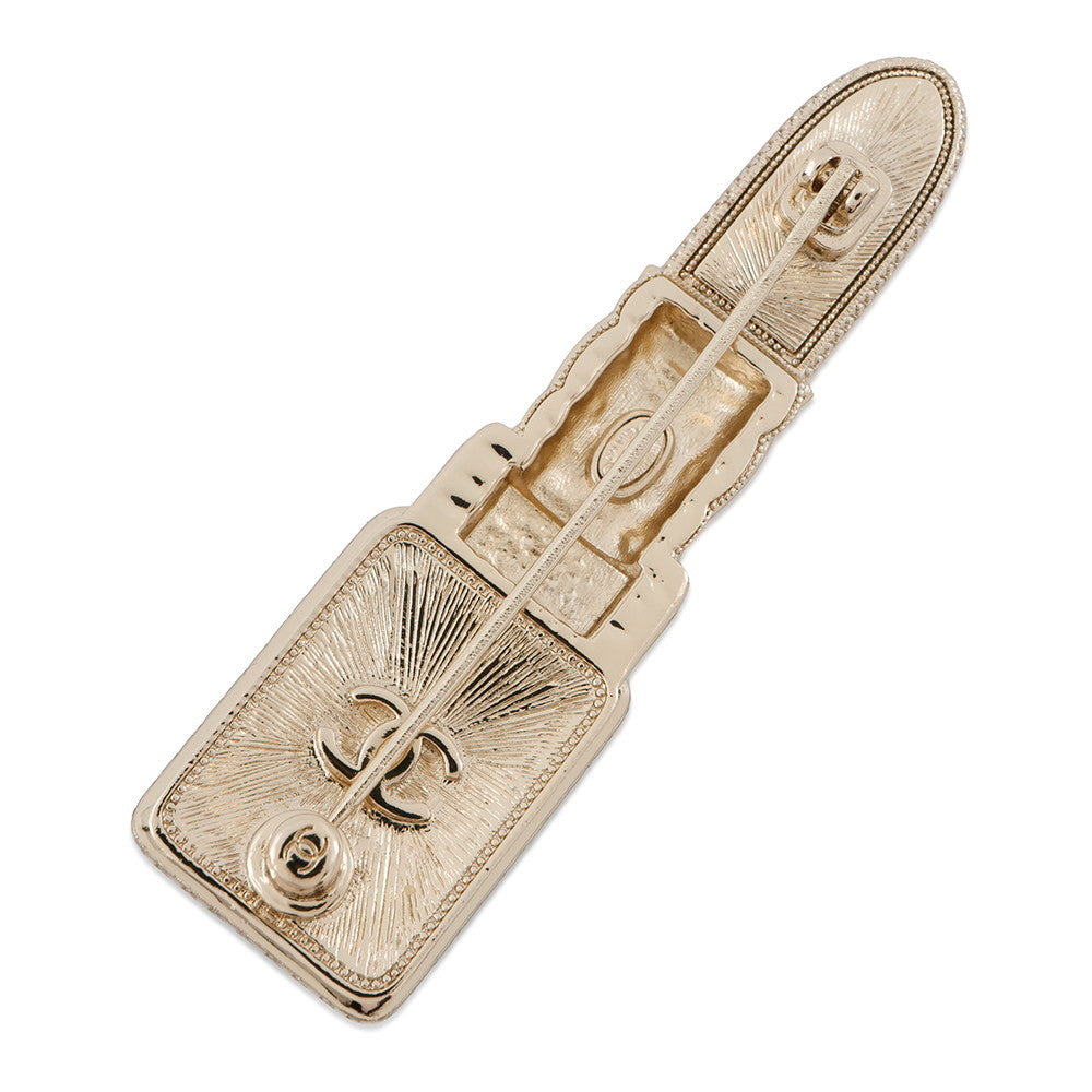Chanel Lipstick Brooch PinkAB7677 Black Handbag