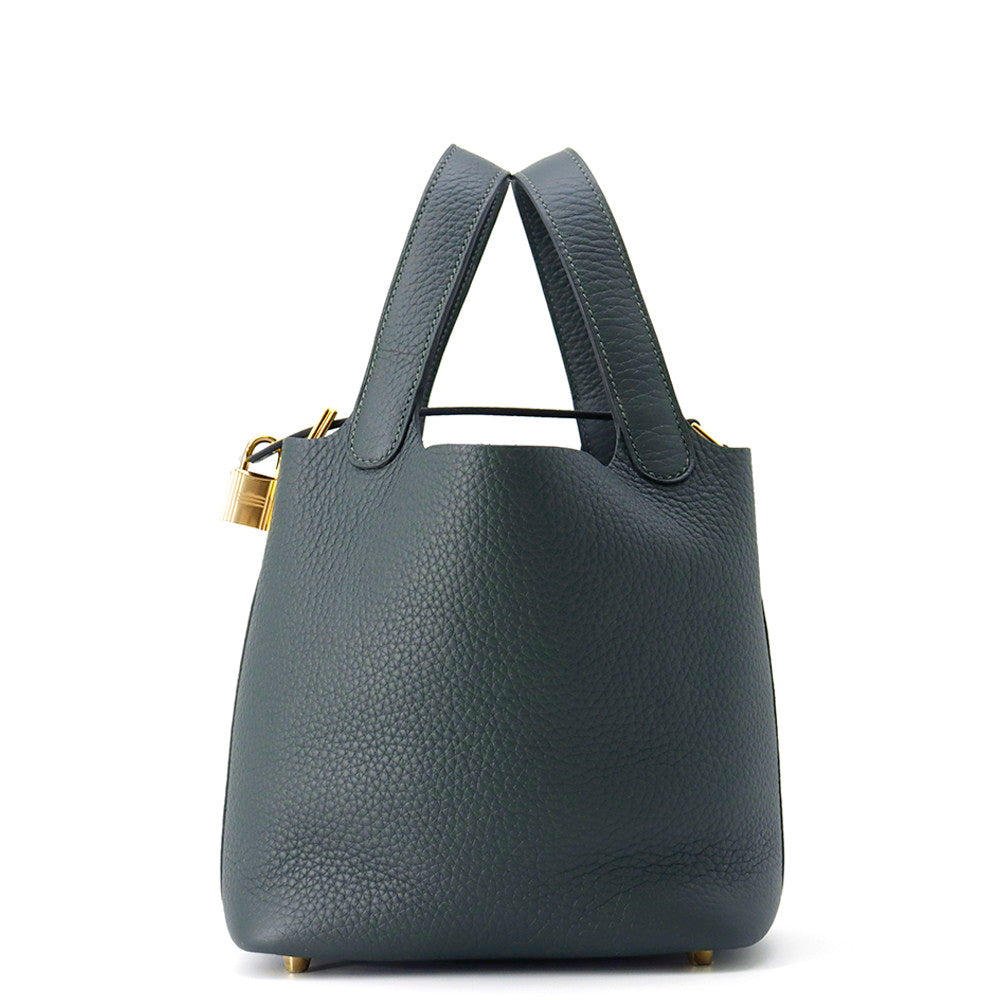 Picotin Lock Vert Mangrove Taurillon Clemence Size Travel Bag Pm Handbag