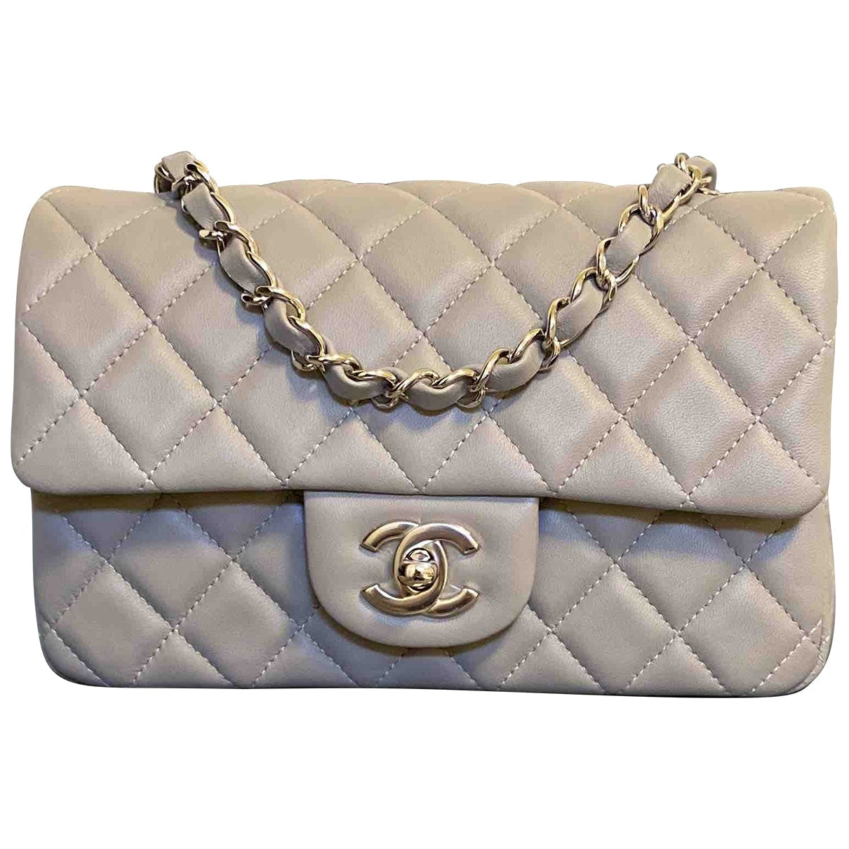Chanel timeless/classique grey leather handbag