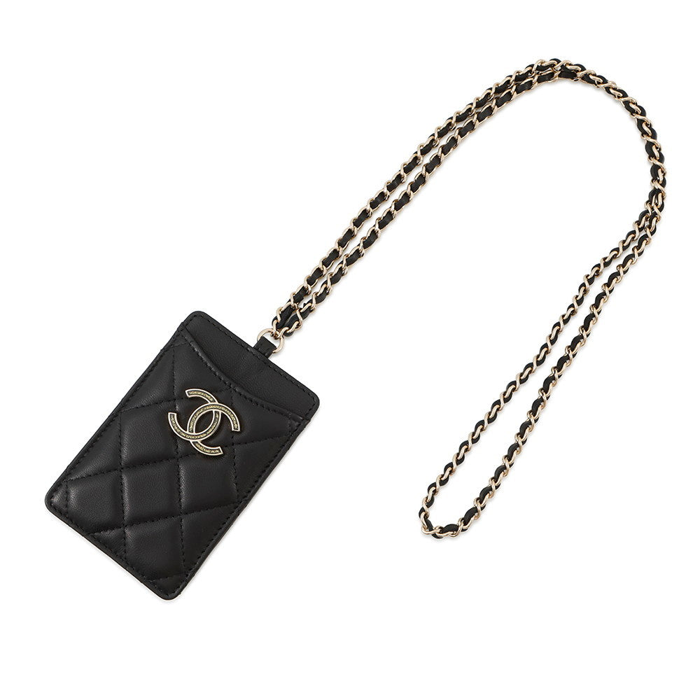 Chanel Matelasse CC Logo ChainStrap Card BlackA01745 Wallet Case