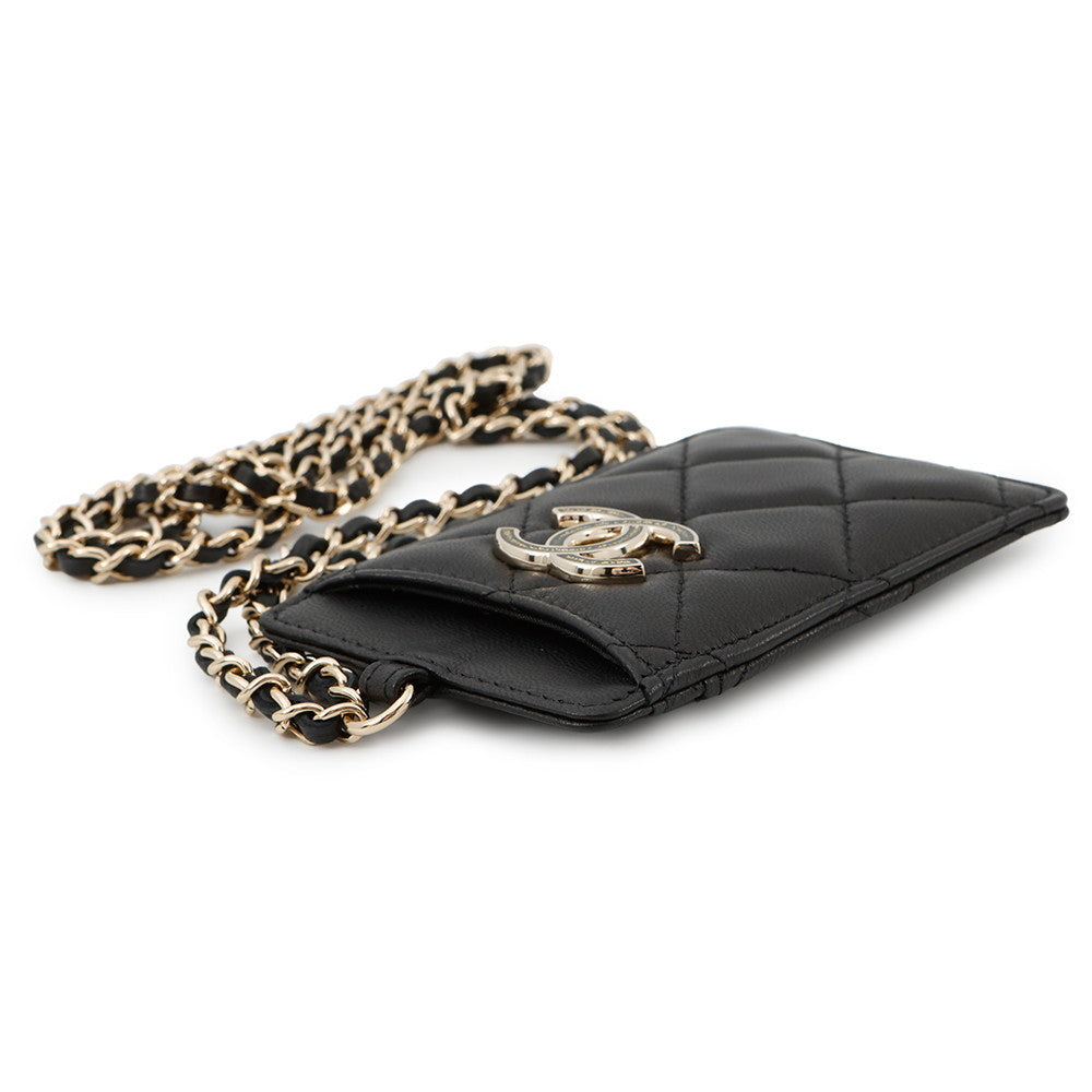 Chanel Matelasse CC Logo ChainStrap Card BlackA01745 Wallet Case