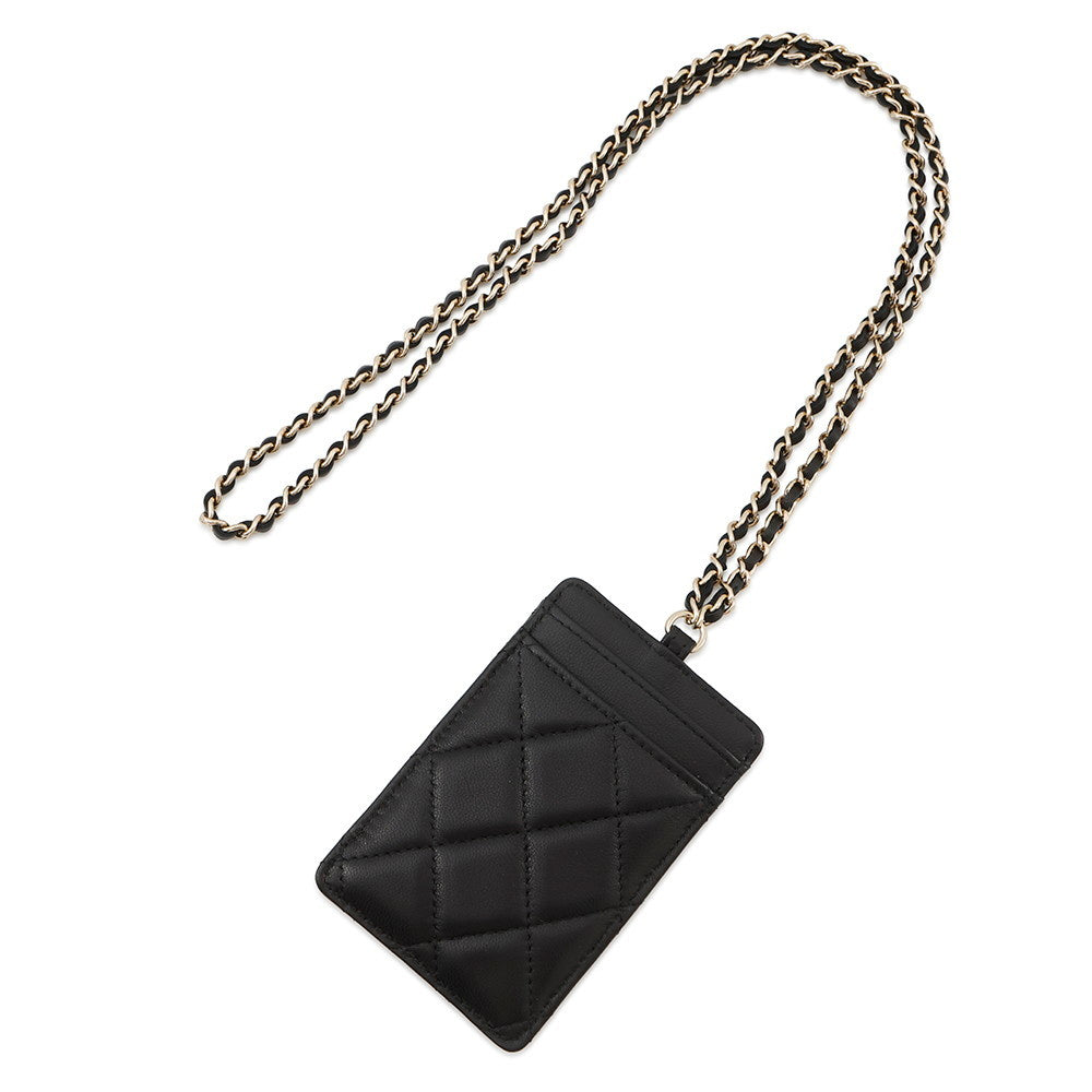 Chanel Matelasse CC Logo ChainStrap Card BlackA01745 Wallet Case