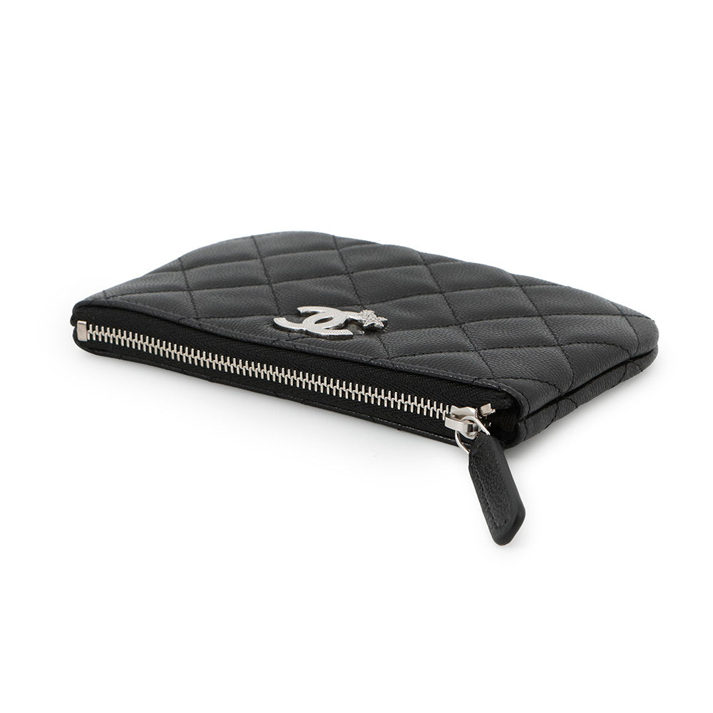 Chanel Matelasse Star CC Logo Zip Coin Leather Wallet Case