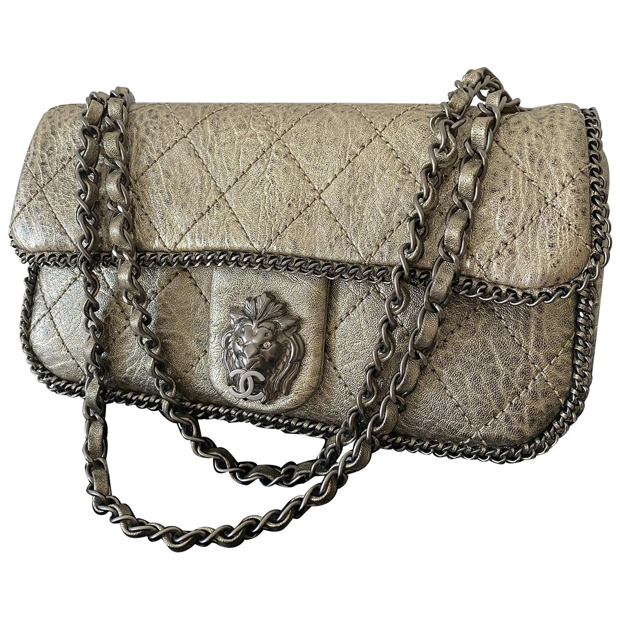 Chanel gold leather handbag
