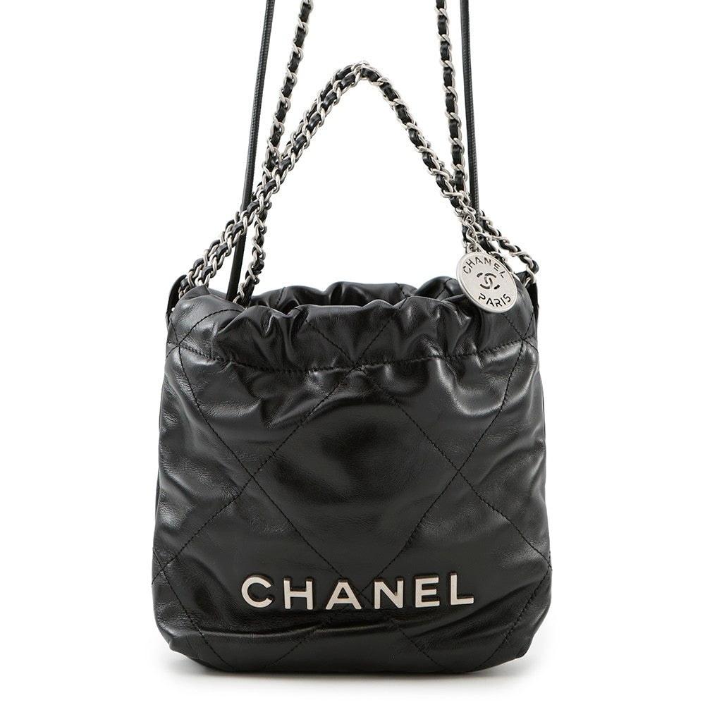 Chanel CHANEL22 ChainShoulder BlackAS3980 Shiny Calf Leather Shoulder Bag