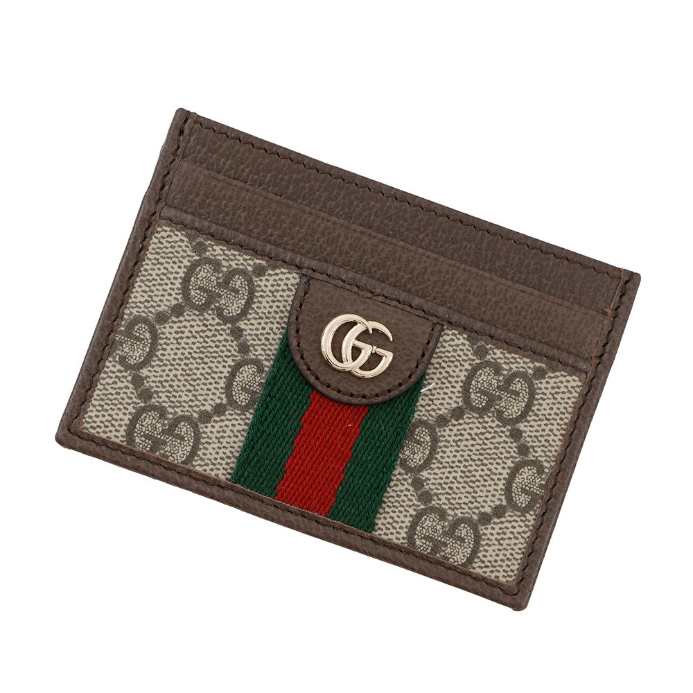 Gucci GG Supreme Ophidia Beige838486 PVC Leather Brown Wallet Case