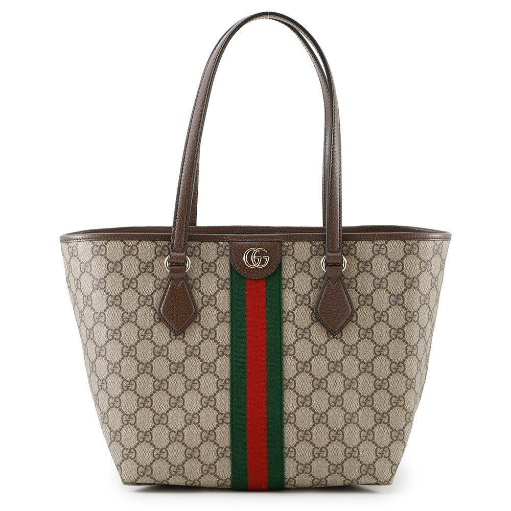 Gucci Double G Brown836831 PVC Size Leather Beige Medium Tote Bag