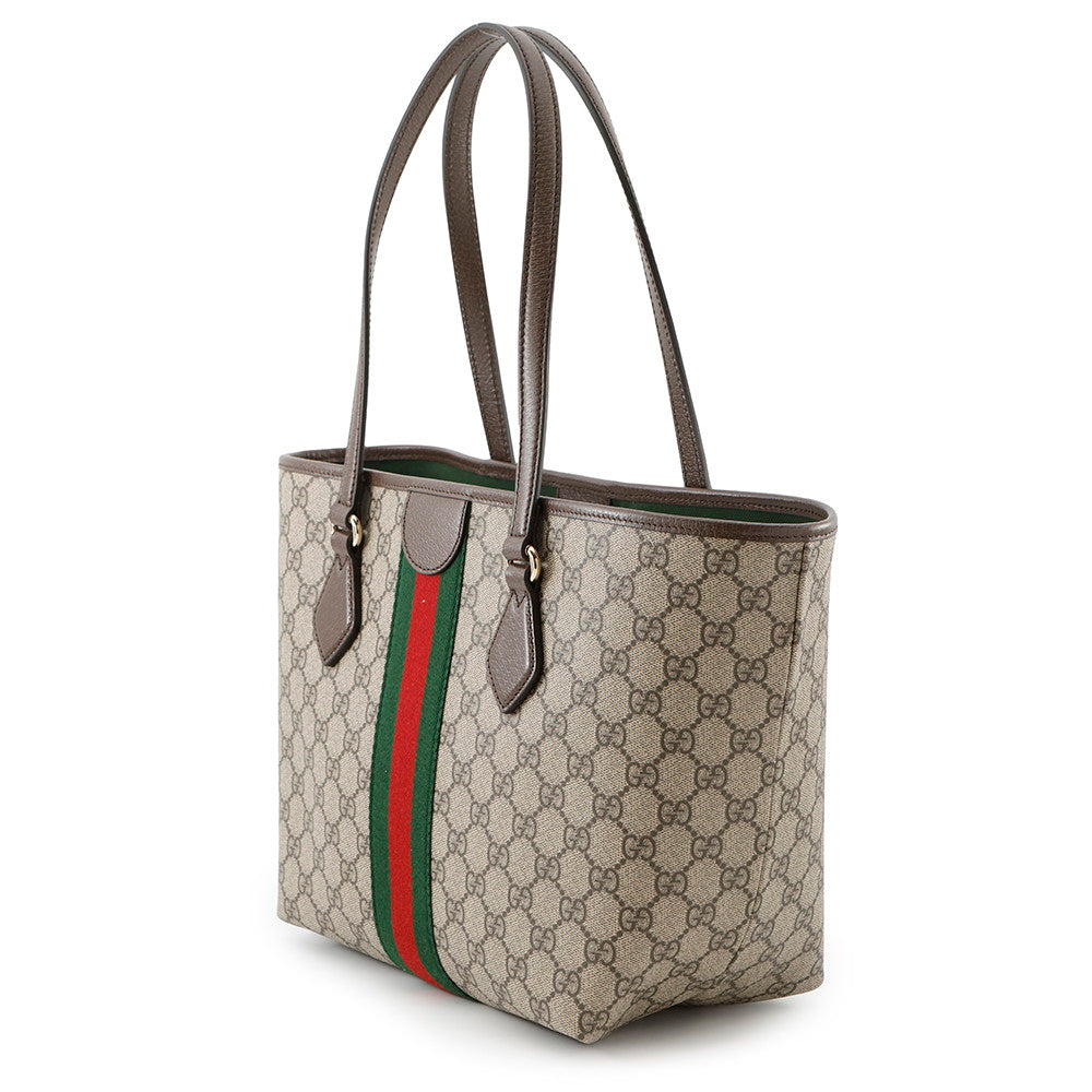 Gucci Double G Brown836831 PVC Size Leather Beige Medium Tote Bag