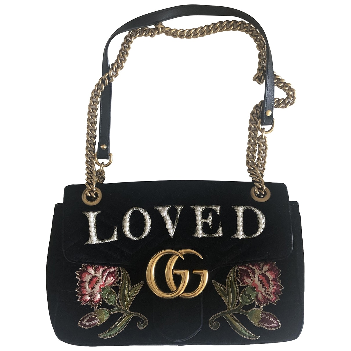Gucci marmont black suede handbag