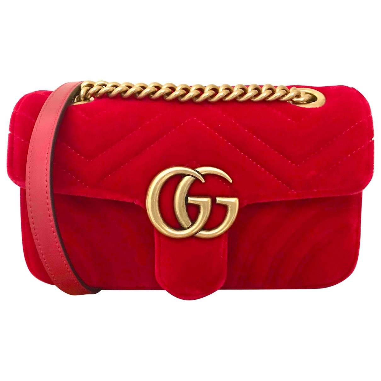 Gucci marmont red velvet handbag