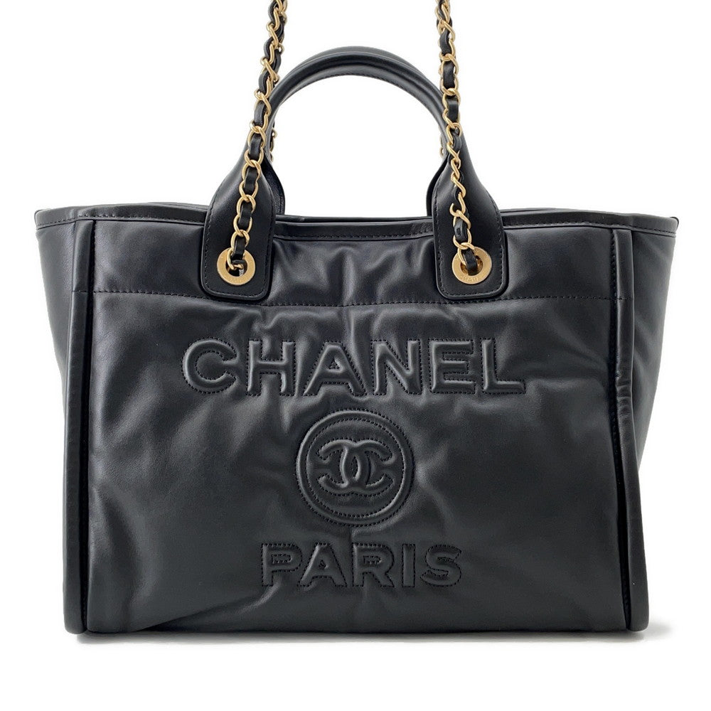 Chanel Deauville 2-Way Shopping BlackAS3257 Lambskin Small Handbag