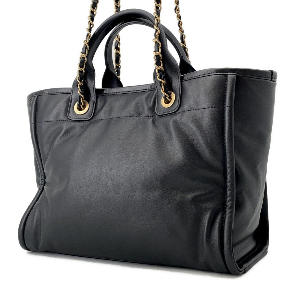 Chanel Deauville 2-Way Shopping BlackAS3257 Lambskin Small Handbag
