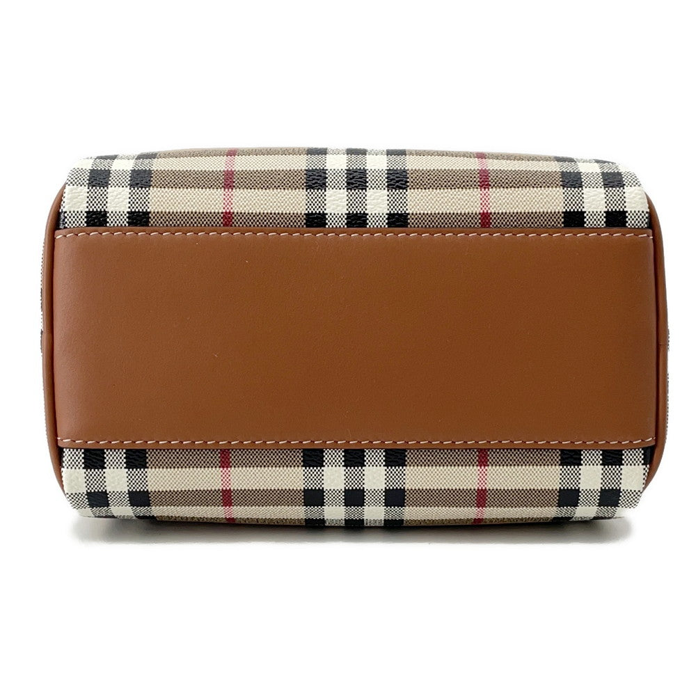 Burberry Check Bowling Bag Archive Briar Brown81097911 Pvc Leather Beige Mini Travel Bag