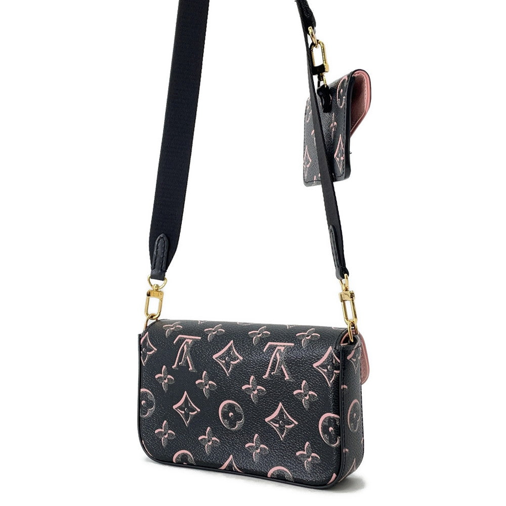Louis Vuitton Multiie Pochette PinkM81471 Monogram Noir Clutch Bag