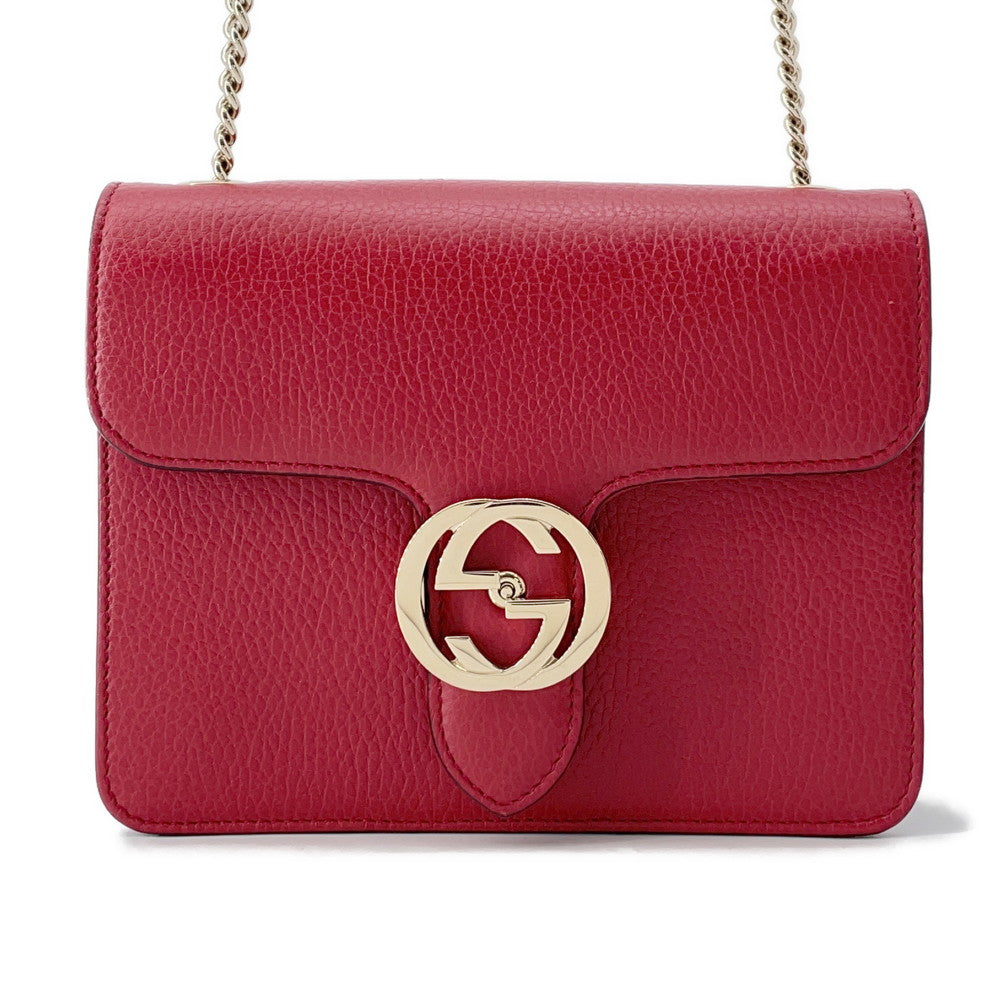 Gucci Interlocking G ChainShoulder Leather Shoulder Bag