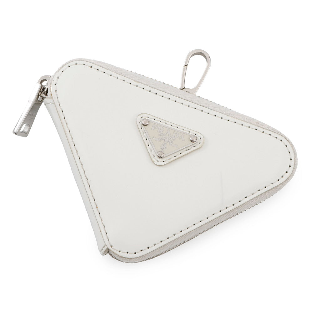 Prada ?Triangle Coin purse White1TL433 Leather Handbag