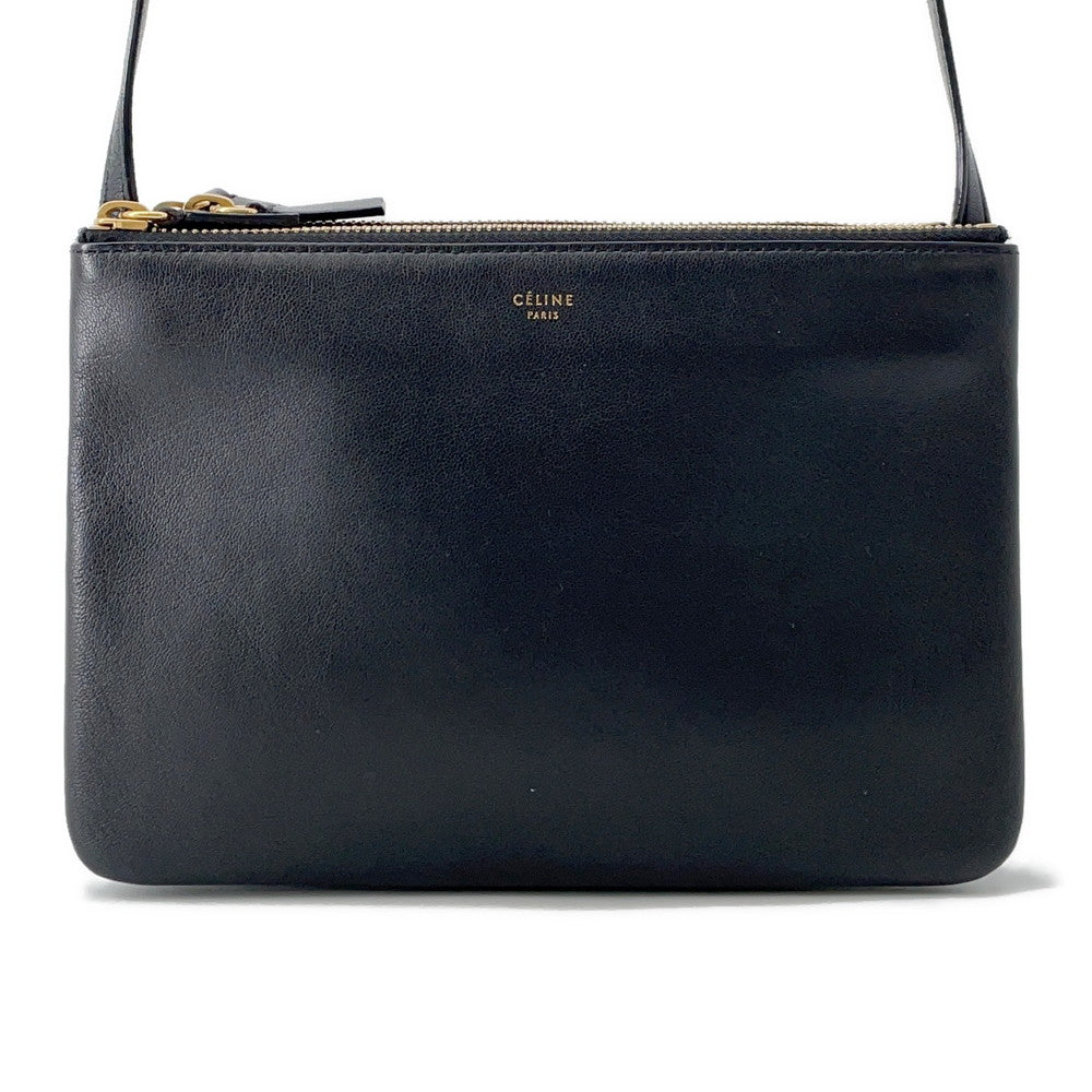 Trio Shoulder Bag Size Leather Black