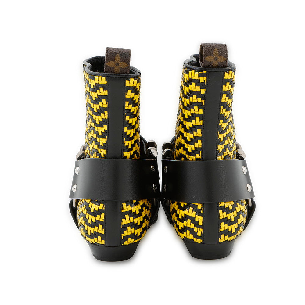 Louis Vuitton Rhapsody Line EncreBoots Yellow Black Leather Shoes