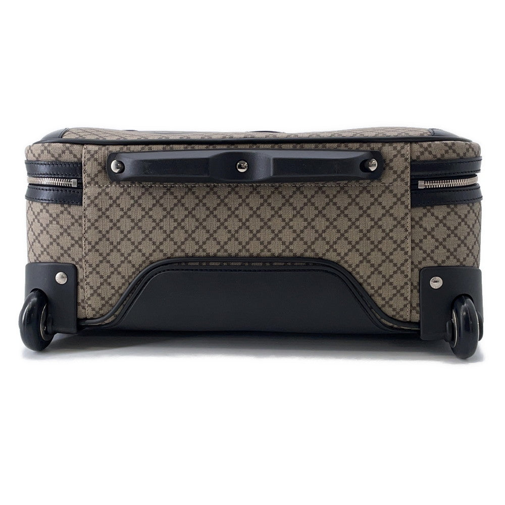 Gucci Diamante Carry Black246459 Leather Canvas Beige Travel Bag