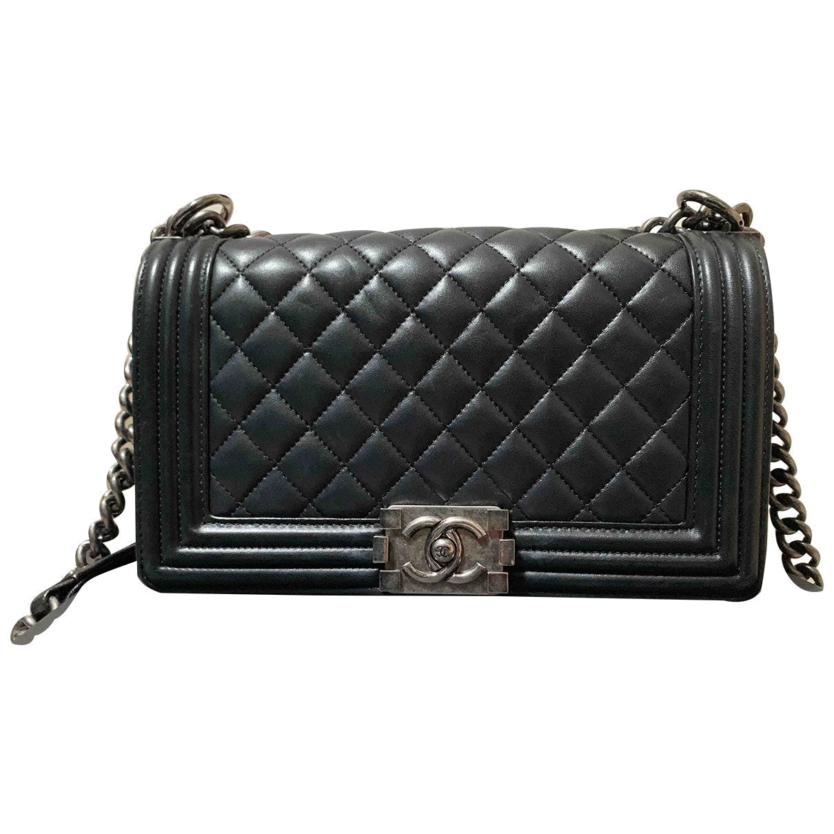 Chanel boy black leather handbag