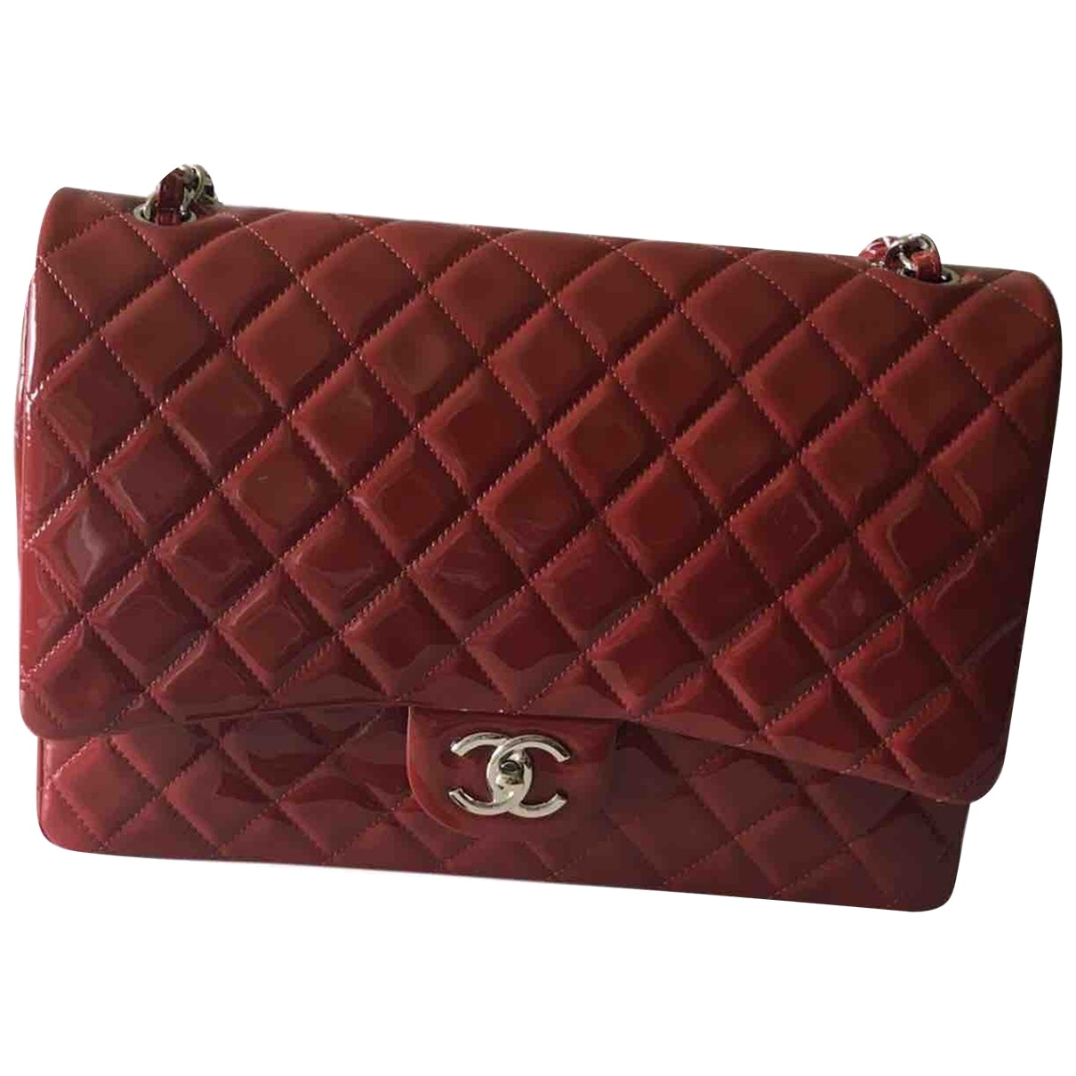 Chanel Timeless/classique Red Patent Leather Handbag