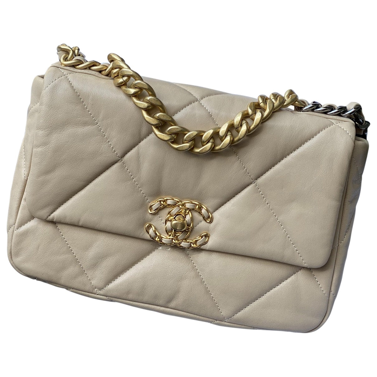 Chanel chanel 19 beige leather handbag