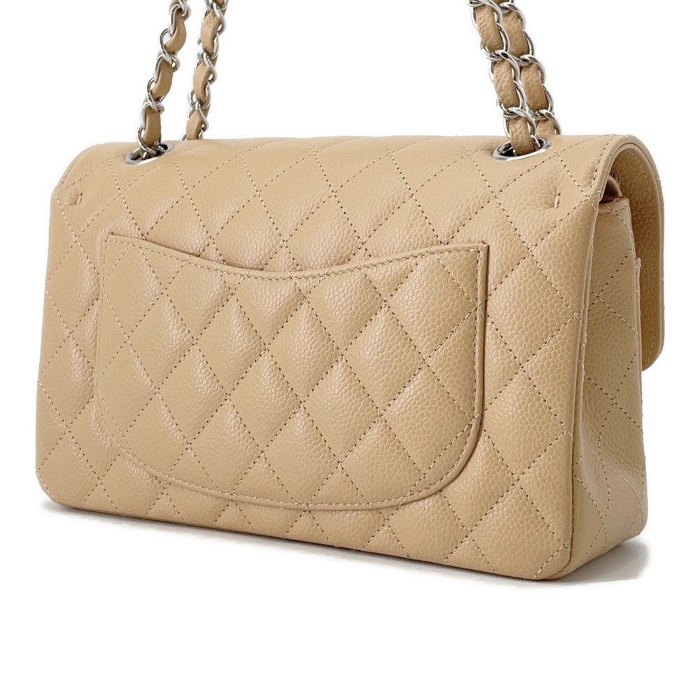 Chanel Matelasse W Flap ChainShoulder BeigeA01113 Caviar Leather Shoulder Bag