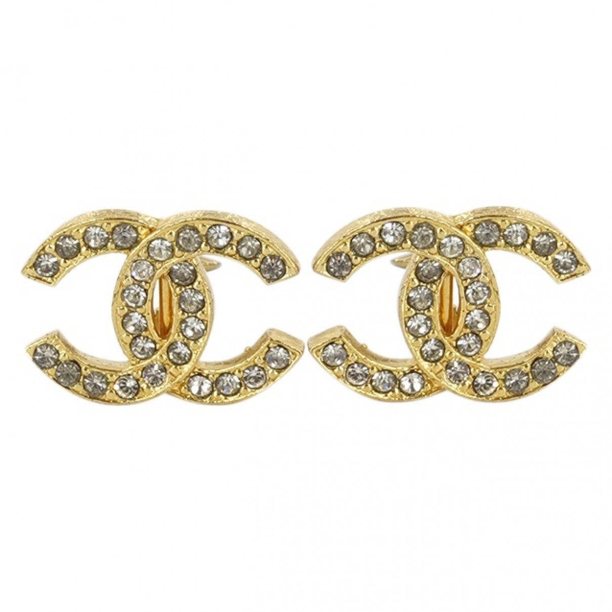 Chanel CC Gold Gold Plated Earrings