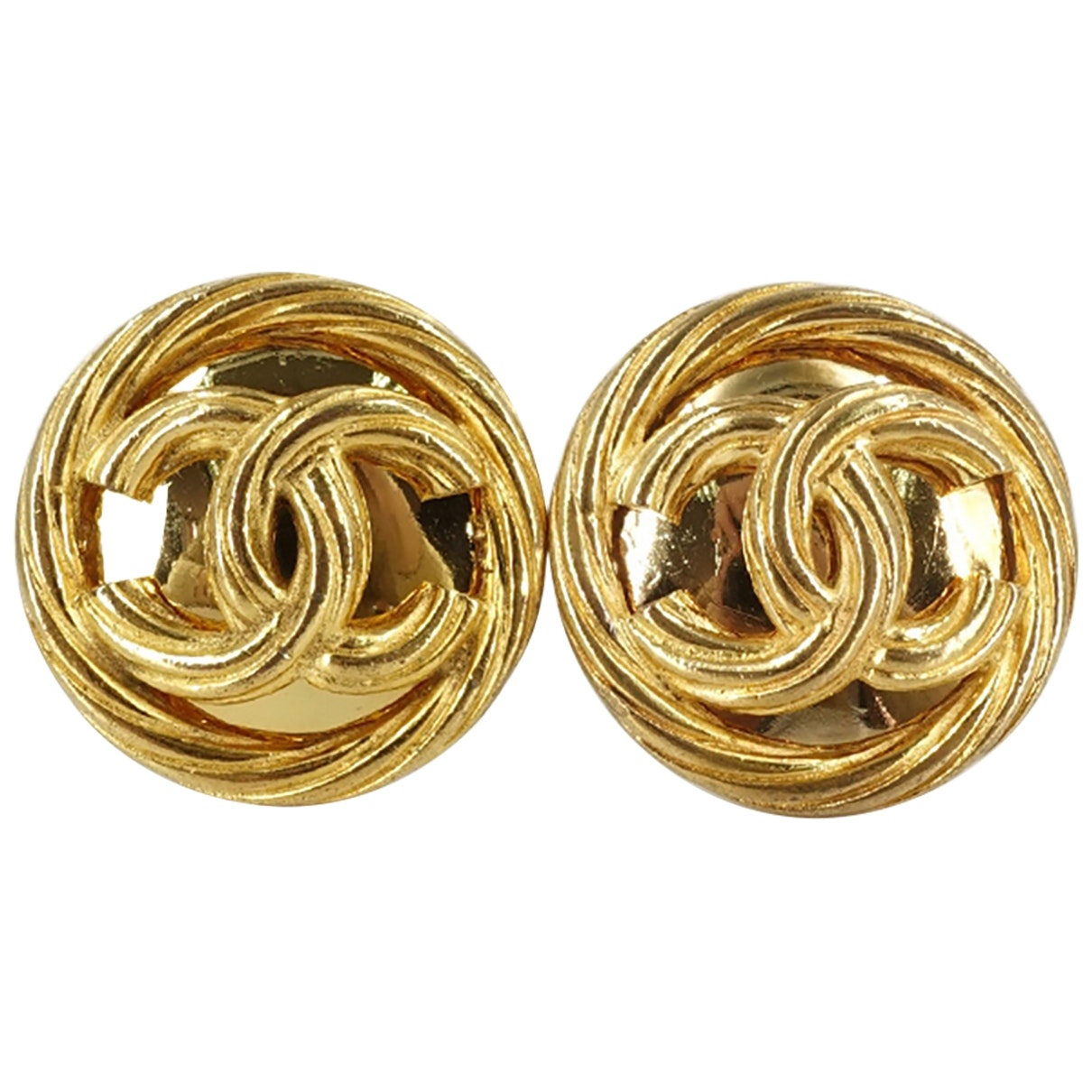 Chanel CC Gold Gold Plated Earrings