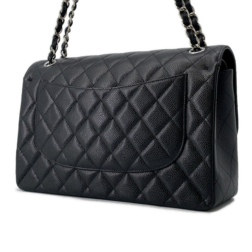 Chanel Jumbo Matelasse Double Flap BlackA58600 Caviar Leather Shoulder Bag