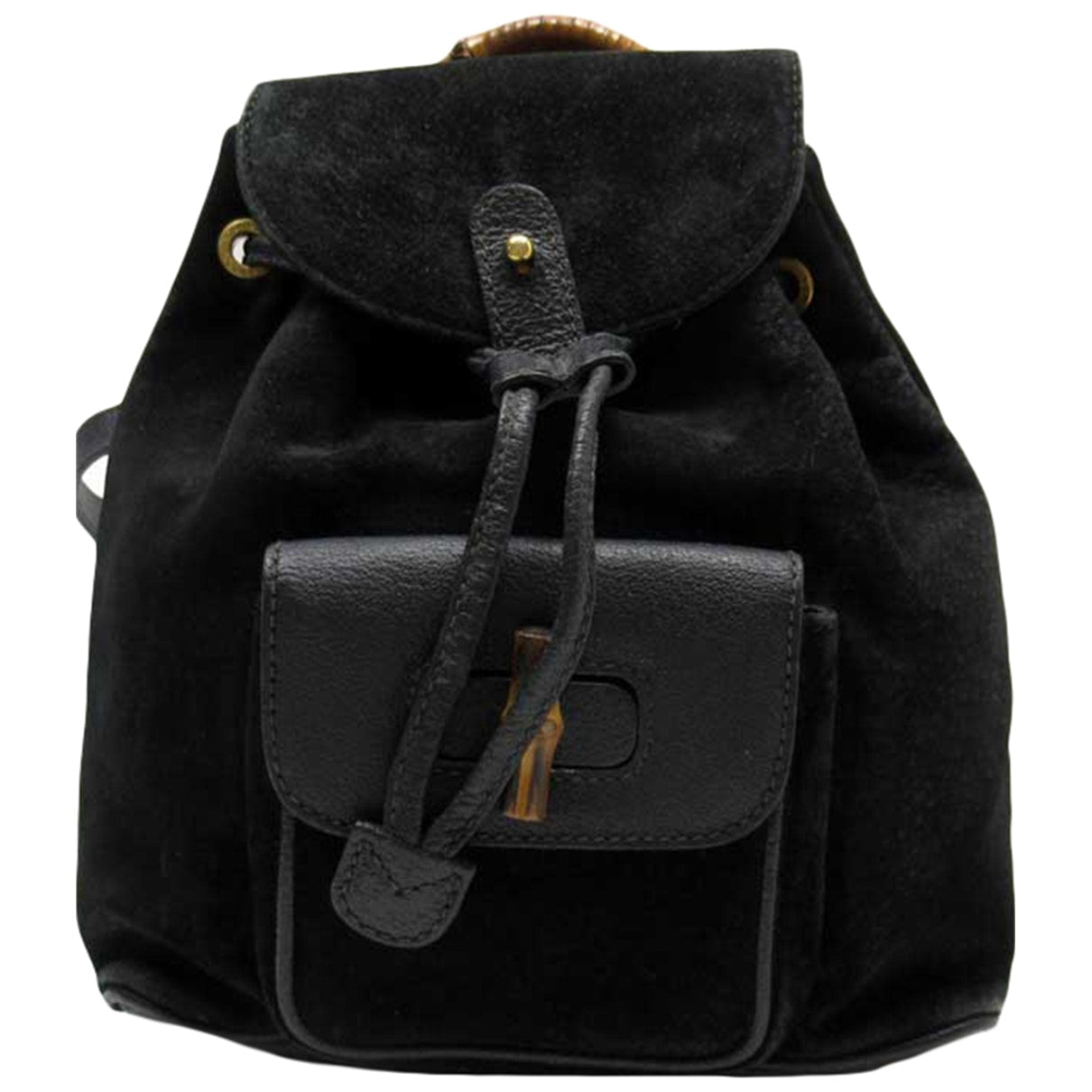 Gucci bamboo black leather backpacks