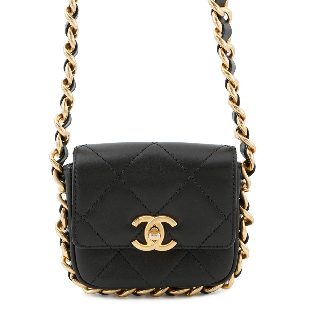 Chanel MatelasseFlap ChainShoulder BlackAS2833 Calf Leather Shoulder Bag