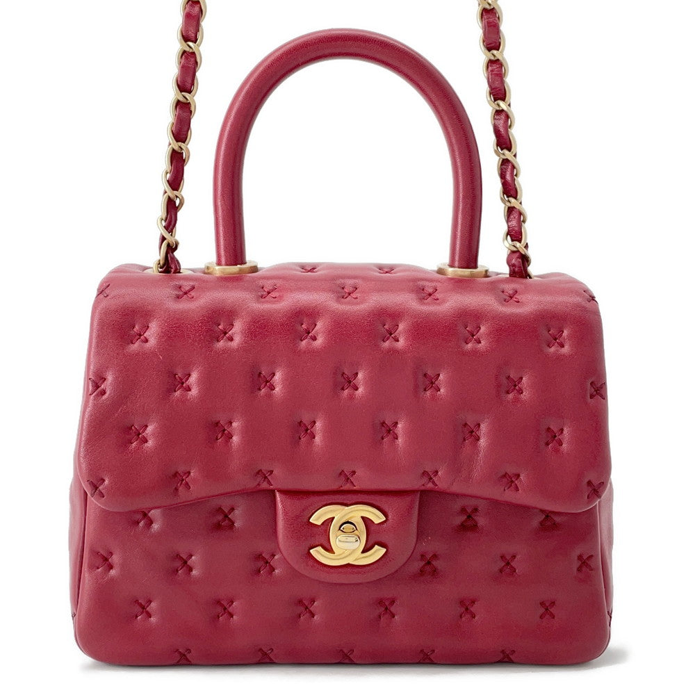 Chanel Coco Handle 2WAY RedA98724 Lambskin Small Handbag