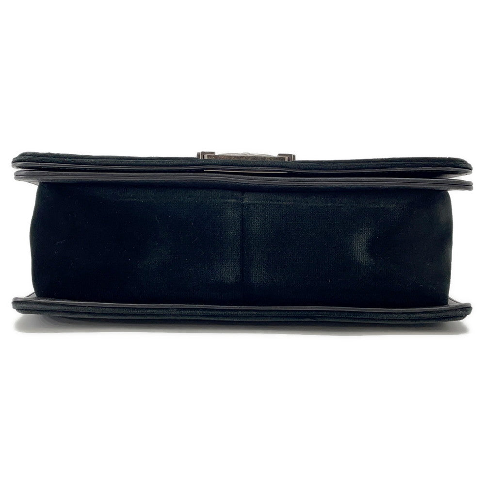 Chanel Boy ChainShoulder Velour Black Shoulder Bag