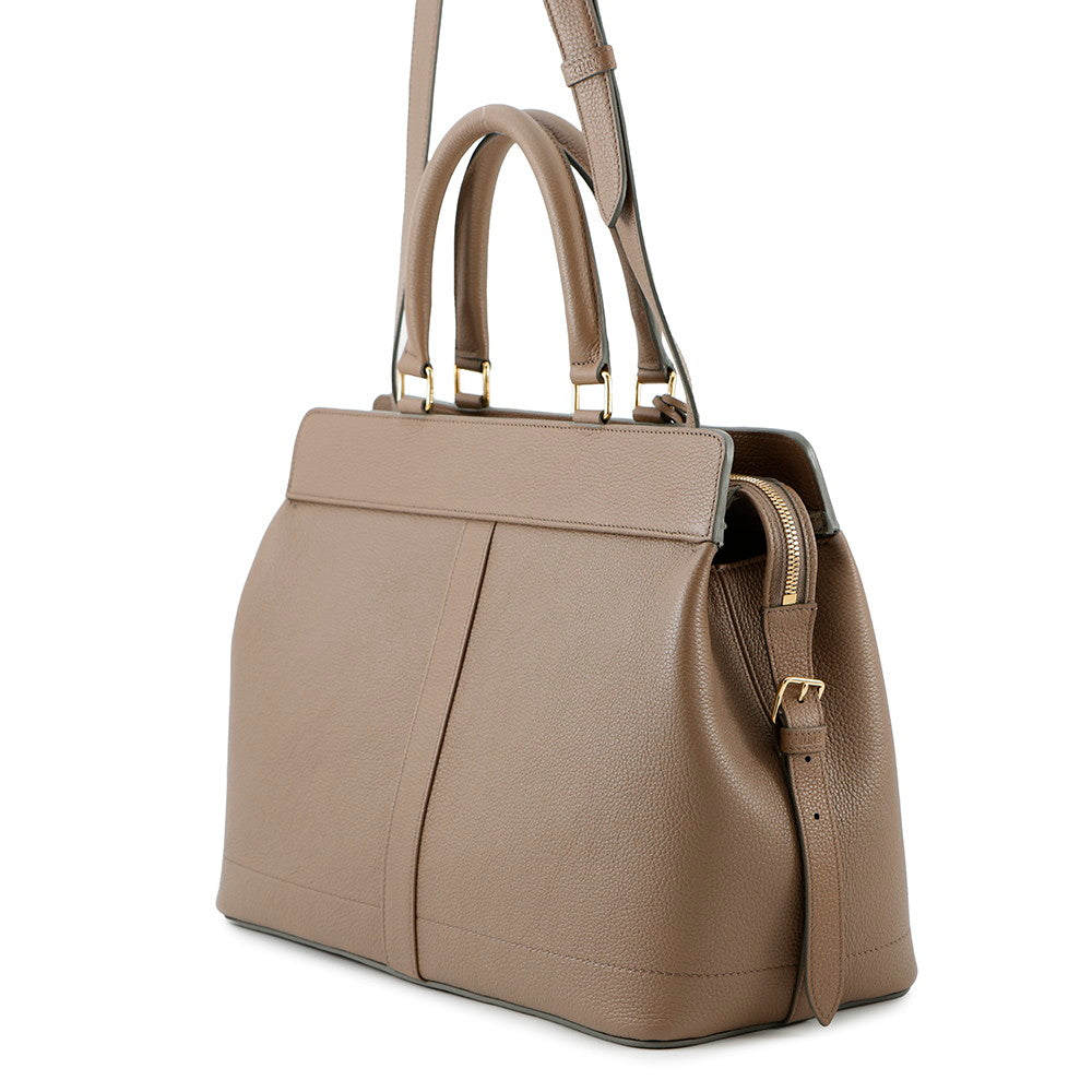 Cabas De France Way Handbag Greige Size Leather Medium Travel Bag