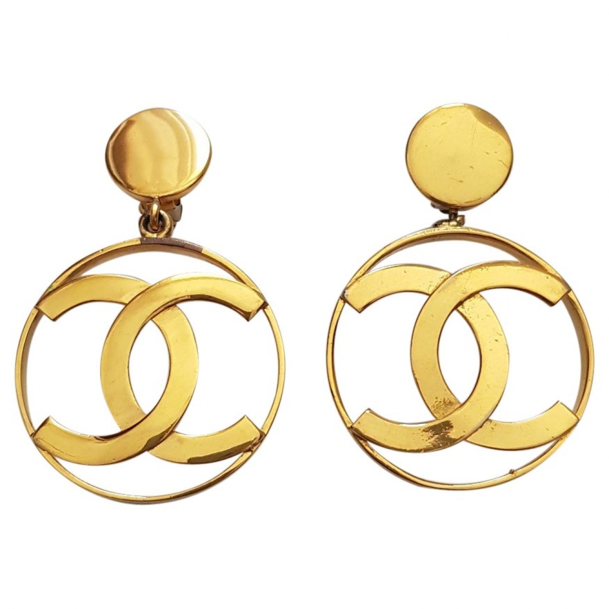 Chanel CC Gold Gold Plated Earrings
