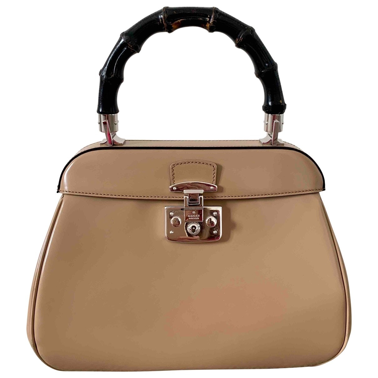 Gucci bamboo beige leather handbag