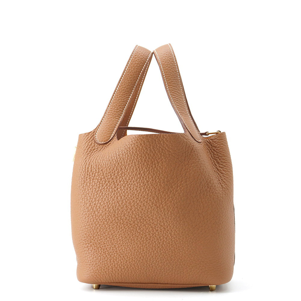 Picotin Lock Taurillon Clemence Size Pm Handbag Gold Travel Bag