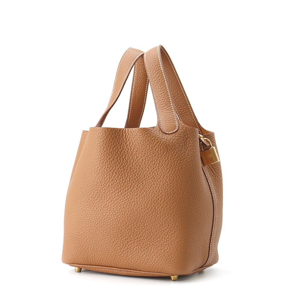 Picotin Lock Taurillon Clemence Size Pm Handbag Gold Travel Bag
