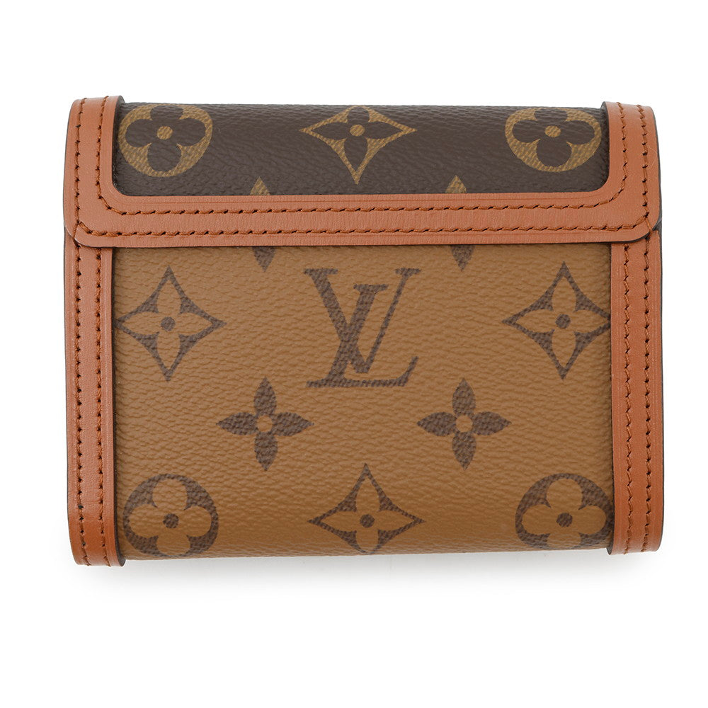 Louis Vuitton Portefeuille Dauphine Compact NoirM68725 Reverse Monogram Canvas Handbag